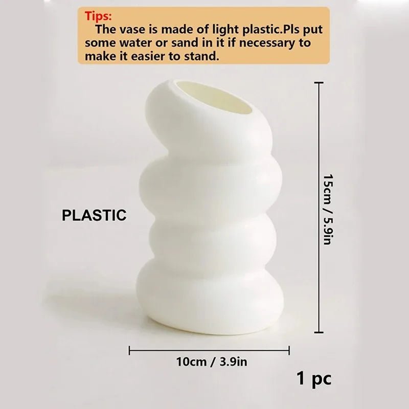 1 Vase en Plastique Blanc Spirale – Contenant Créatif de Style Nordique pour Fleurs, Décoration de Cuisine, Salon ou Chambre - Minimaloria