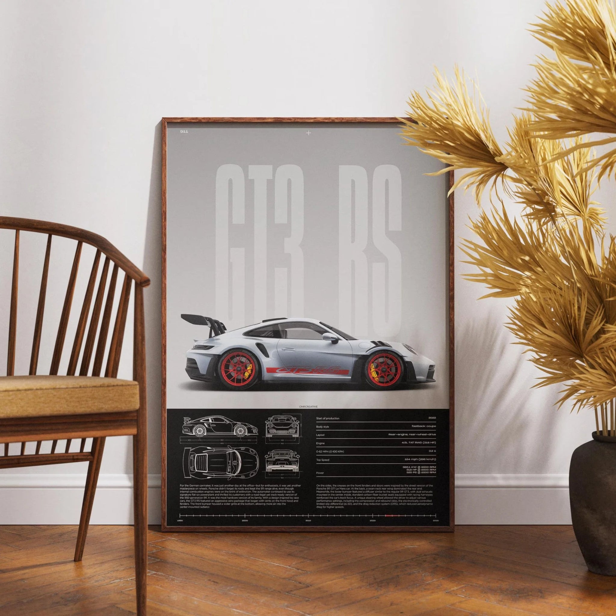 911 GT3 RS 718 Cayman GT4 RS Hyper Car Poster 992 Print Canvas painting Wall Art Decor Picture For Living Bed Room Home Decor - Minimaloria