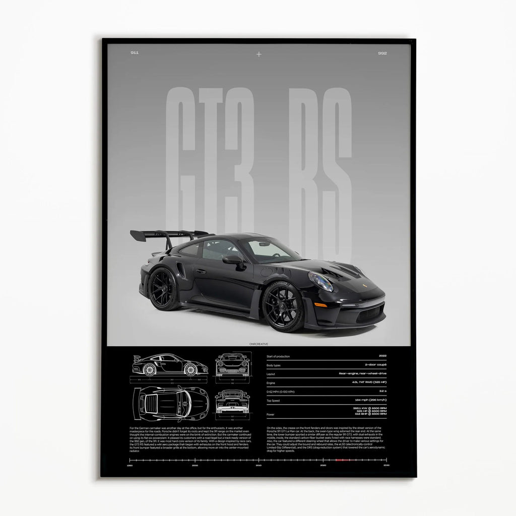 911 GT3 RS 718 Cayman GT4 RS Hyper Car Poster 992 Print Canvas painting Wall Art Decor Picture For Living Bed Room Home Decor - Minimaloria
