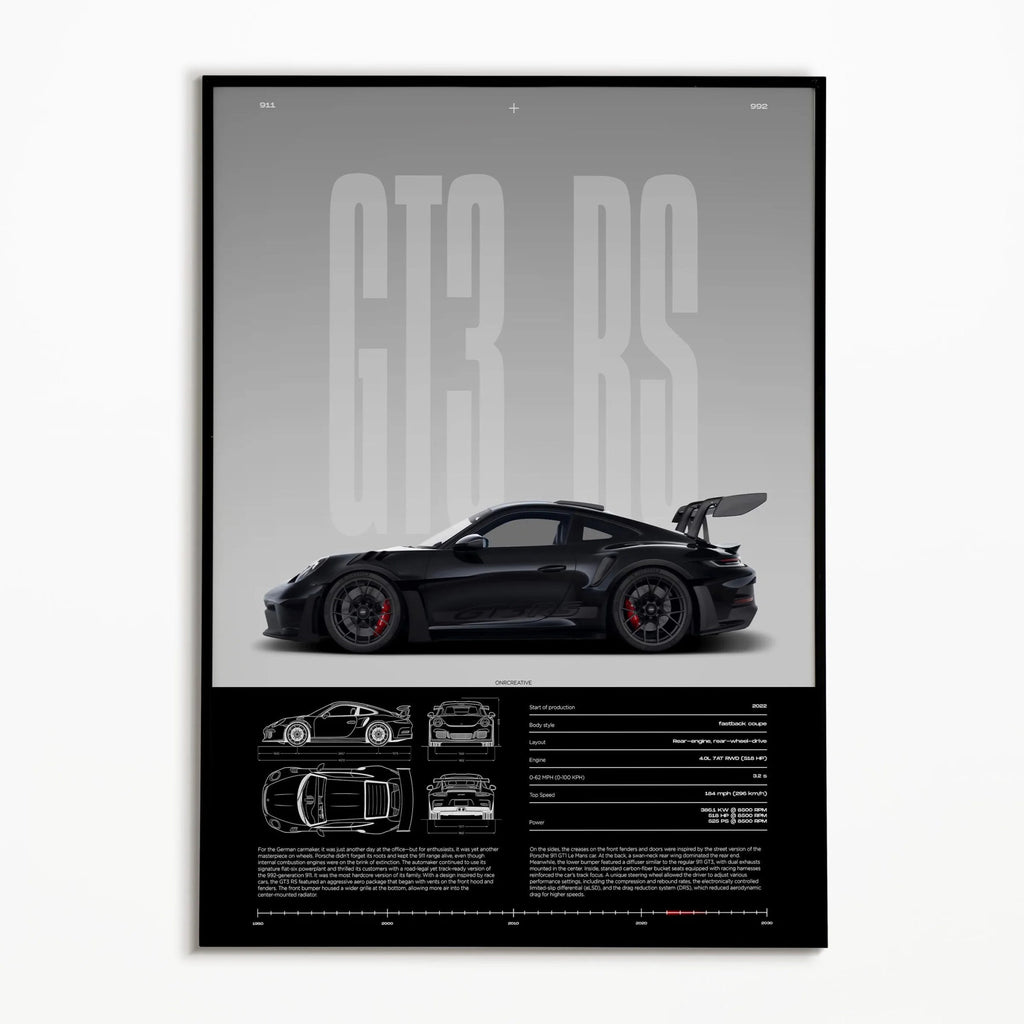911 GT3 RS 718 Cayman GT4 RS Hyper Car Poster 992 Print Canvas painting Wall Art Decor Picture For Living Bed Room Home Decor - Minimaloria