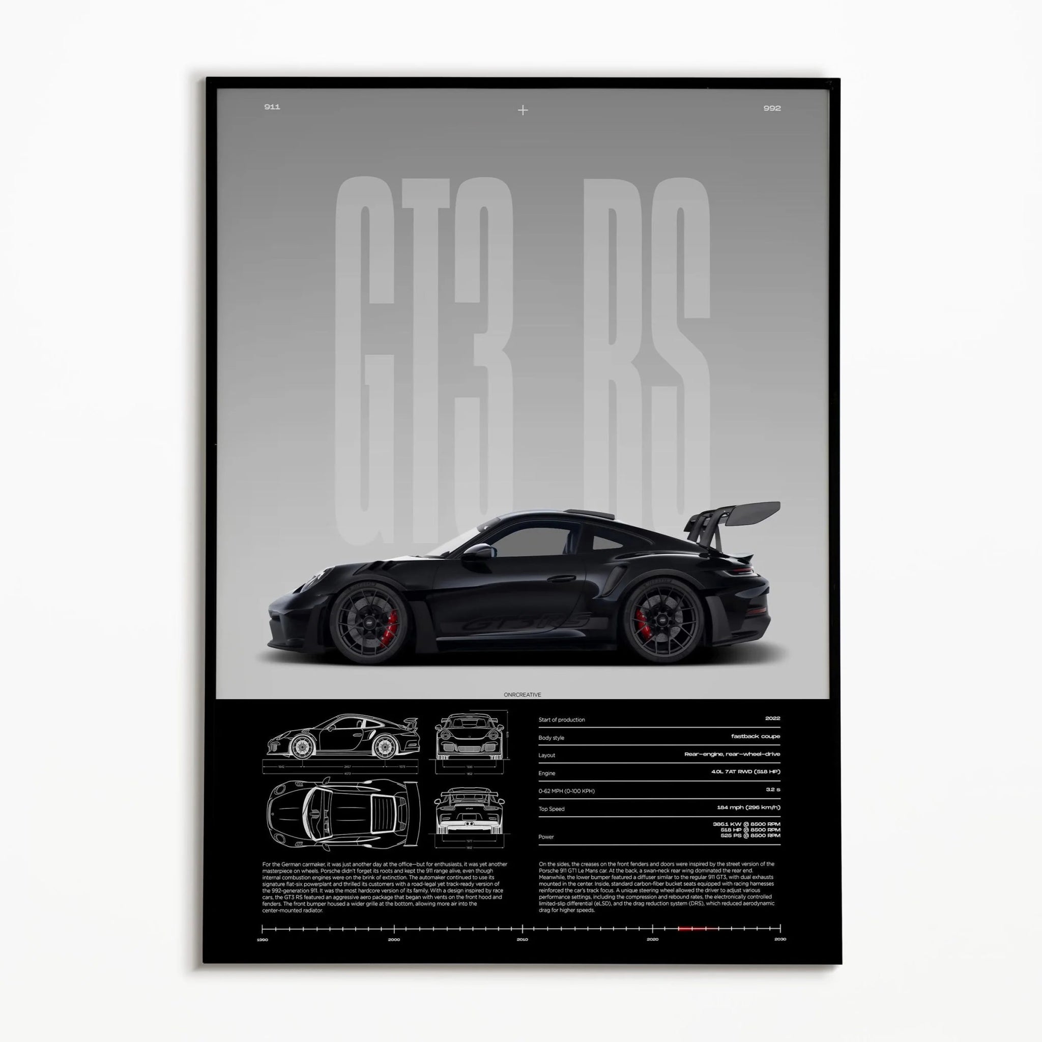 911 GT3 RS 718 Cayman GT4 RS Hyper Car Poster 992 Print Canvas painting Wall Art Decor Picture For Living Bed Room Home Decor - Minimaloria