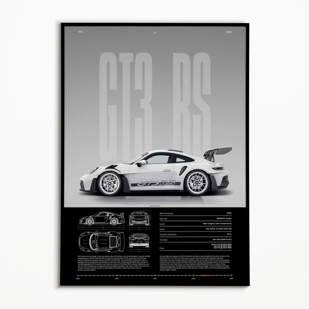 911 GT3 RS 718 Cayman GT4 RS Hyper Car Poster 992 Print Canvas painting Wall Art Decor Picture For Living Bed Room Home Decor - Minimaloria