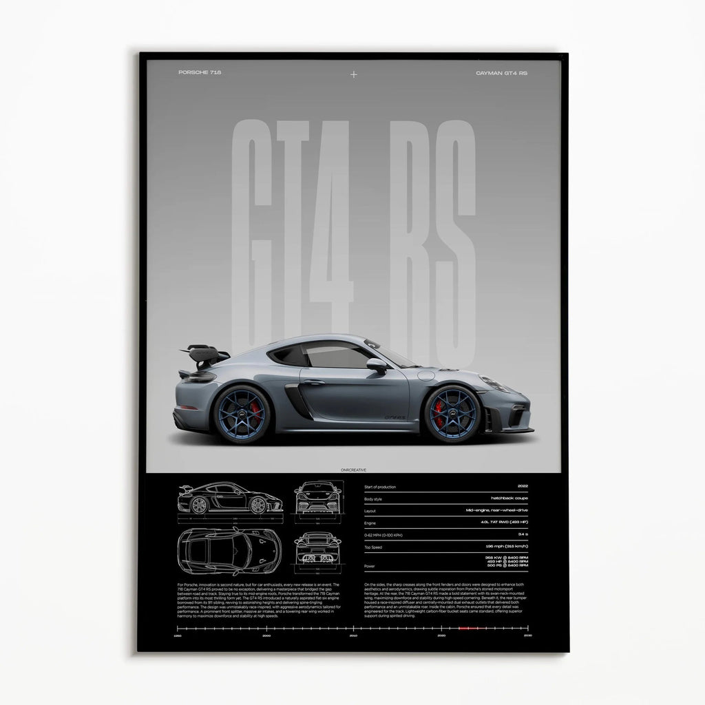 911 GT3 RS 718 Cayman GT4 RS Hyper Car Poster 992 Print Canvas painting Wall Art Decor Picture For Living Bed Room Home Decor - Minimaloria