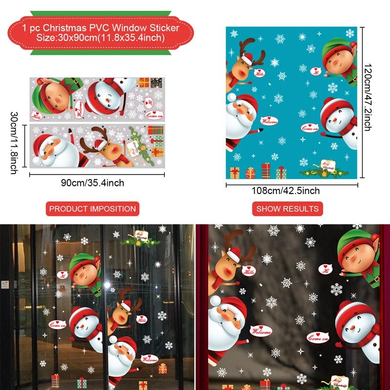 Autocollants de Fenêtre de Noël – Stickers Muraux pour Chambre d’Enfants, Décorations Merry Christmas pour la Maison, Décors Muraux Nouvel An - Minimaloria