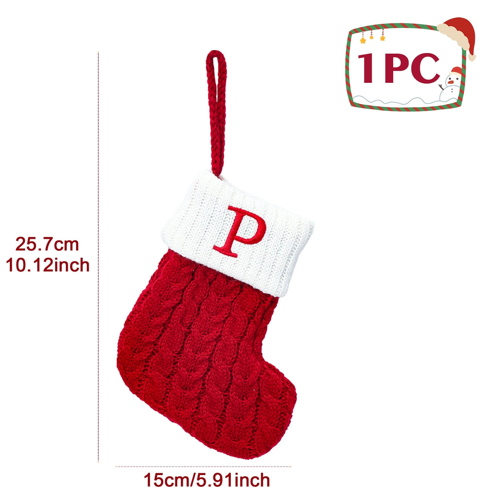 Chaussettes de Noël Tricotées – Bas avec Flocons de Neige et Lettres, Décoration de Noël 2025 pour la Maison, Ornement pour Sapin - Minimaloria