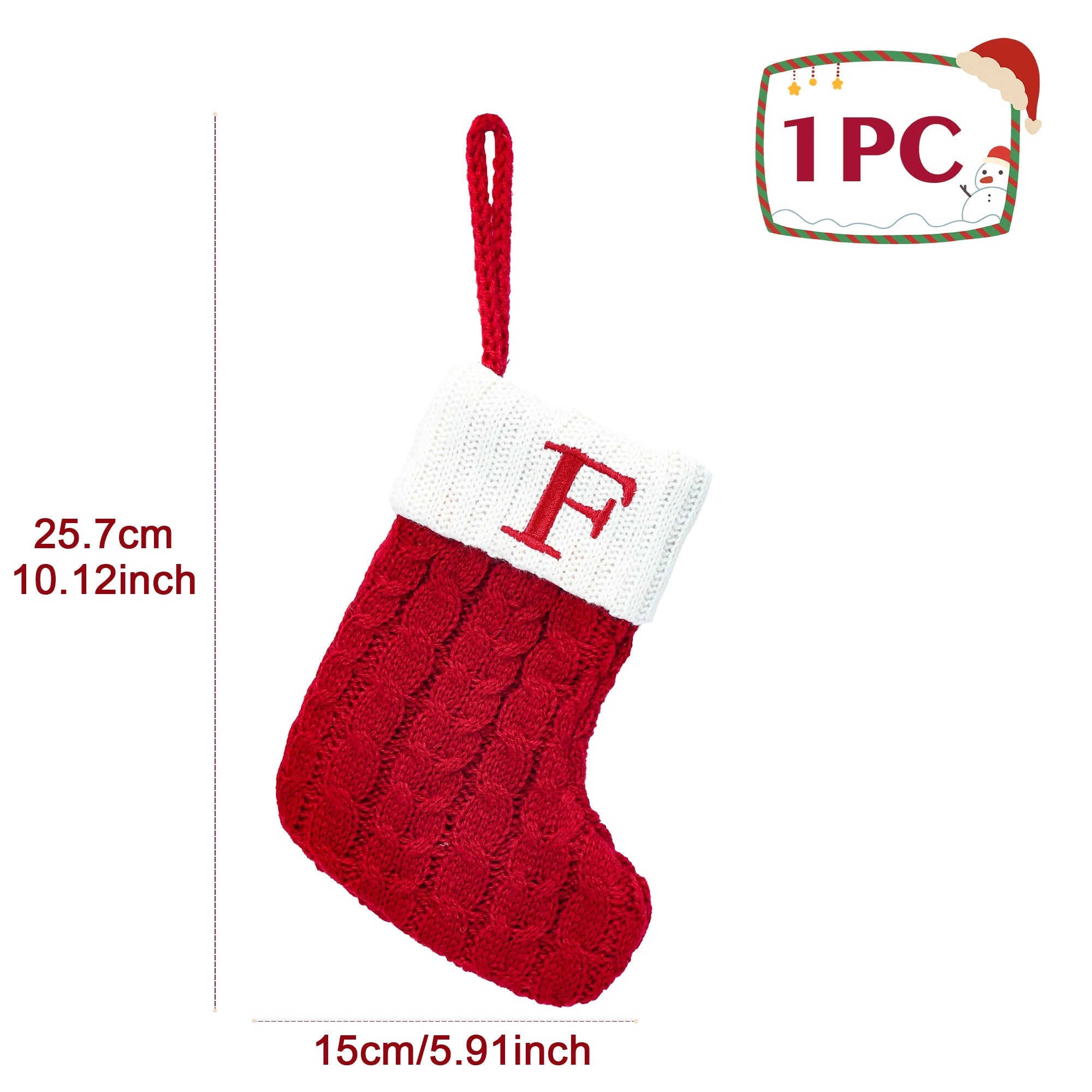 Chaussettes de Noël Tricotées – Bas avec Flocons de Neige et Lettres, Décoration de Noël 2025 pour la Maison, Ornement pour Sapin - Minimaloria