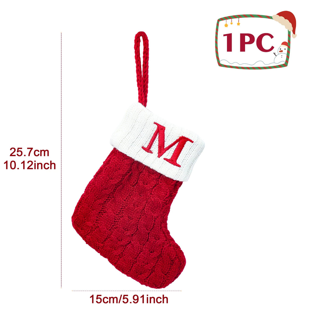 Chaussettes de Noël Tricotées – Bas avec Flocons de Neige et Lettres, Décoration de Noël 2025 pour la Maison, Ornement pour Sapin - Minimaloria