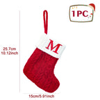 Chaussettes de Noël Tricotées – Bas avec Flocons de Neige et Lettres, Décoration de Noël 2025 pour la Maison, Ornement pour Sapin - Minimaloria