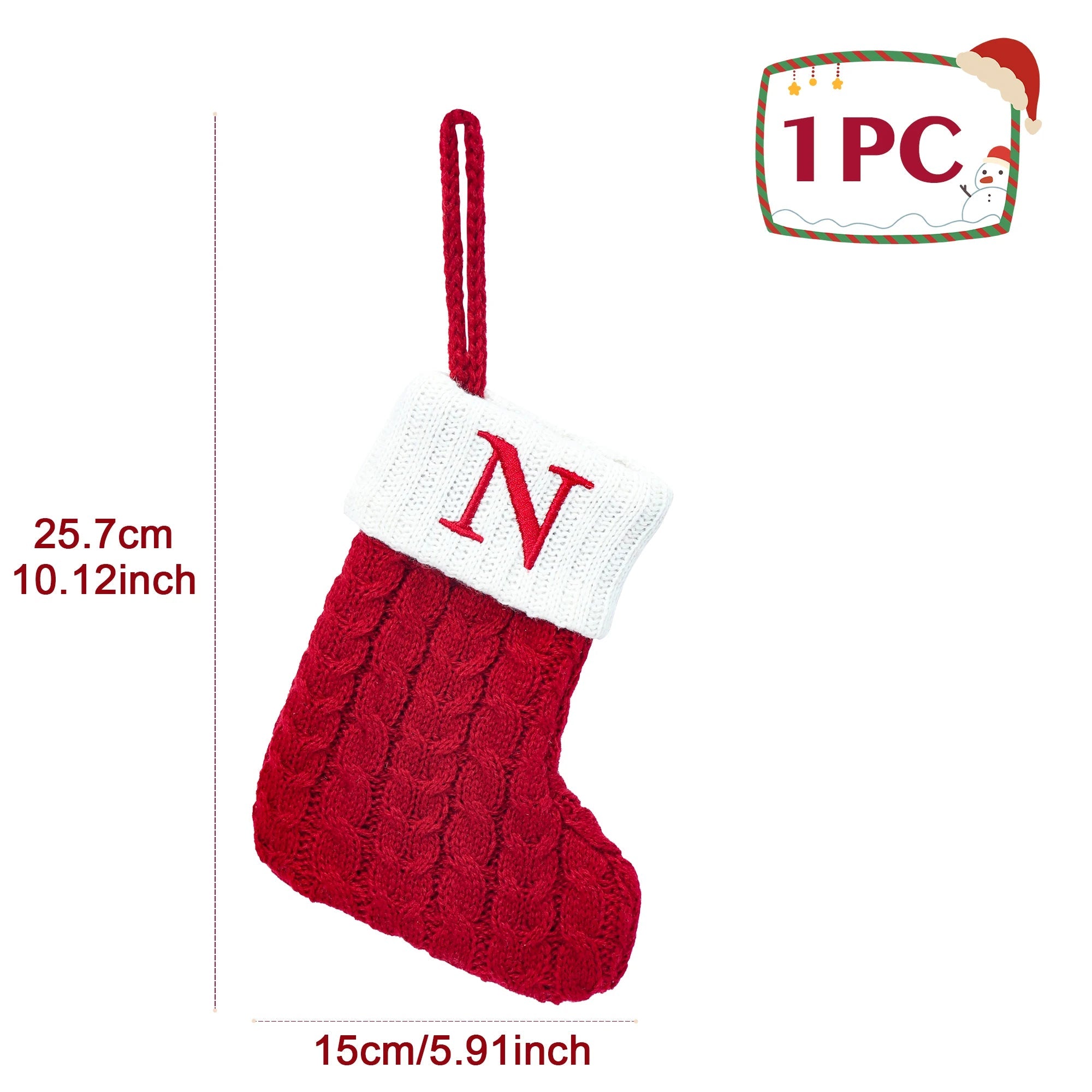 Chaussettes de Noël Tricotées – Bas avec Flocons de Neige et Lettres, Décoration de Noël 2025 pour la Maison, Ornement pour Sapin - Minimaloria