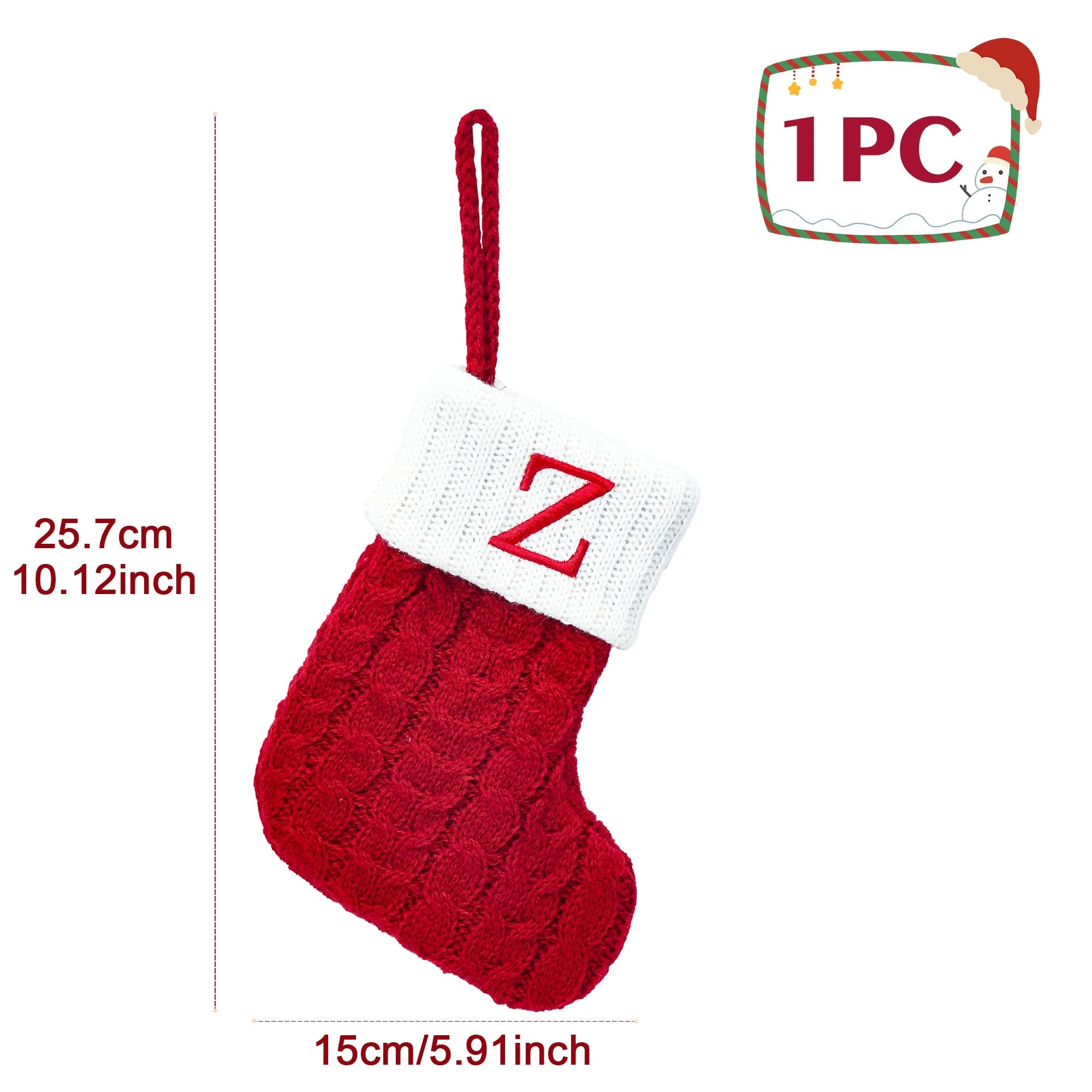 Chaussettes de Noël Tricotées – Bas avec Flocons de Neige et Lettres, Décoration de Noël 2025 pour la Maison, Ornement pour Sapin - Minimaloria