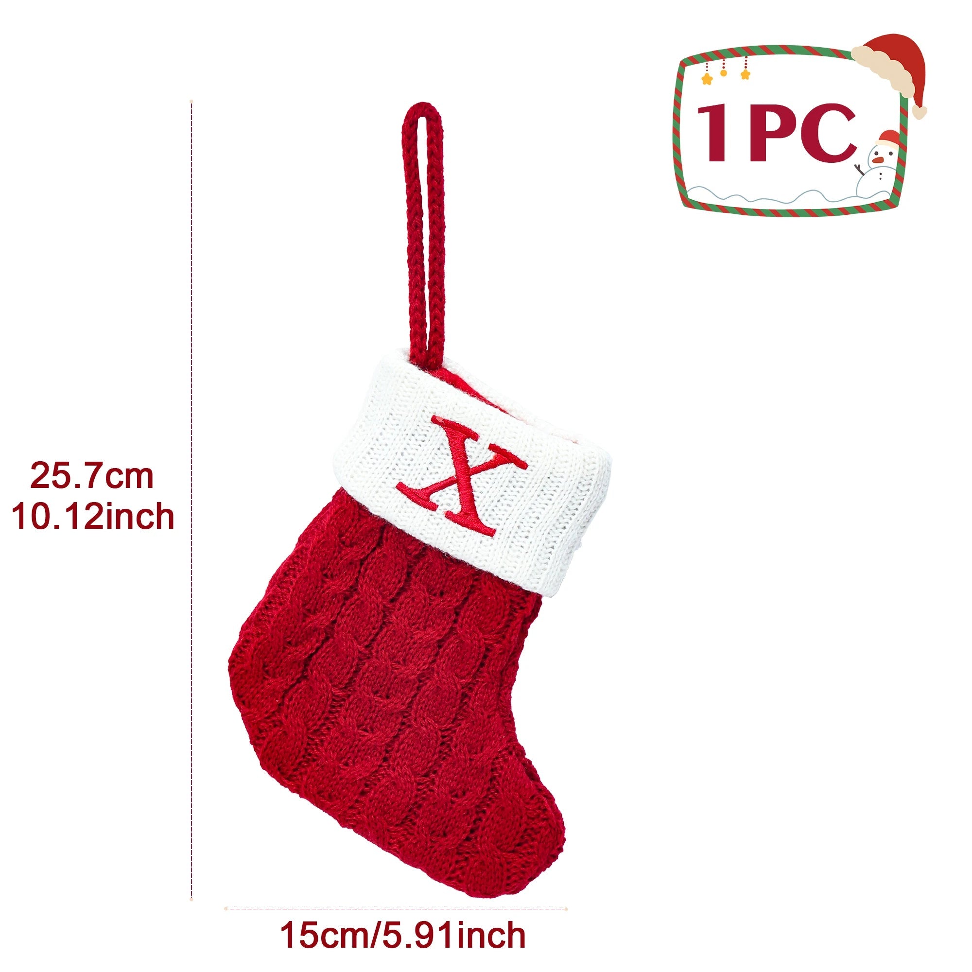 Chaussettes de Noël Tricotées – Bas avec Flocons de Neige et Lettres, Décoration de Noël 2025 pour la Maison, Ornement pour Sapin - Minimaloria