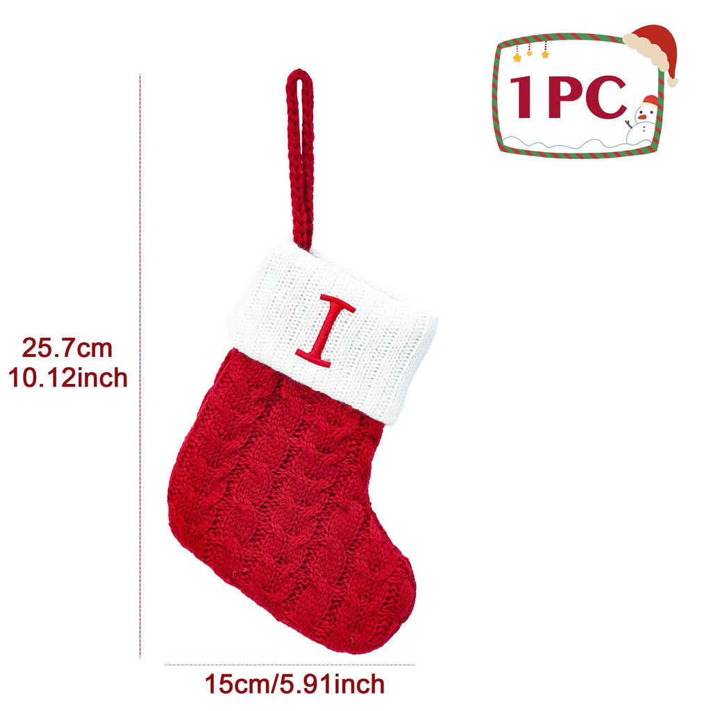 Chaussettes de Noël Tricotées – Bas avec Flocons de Neige et Lettres, Décoration de Noël 2025 pour la Maison, Ornement pour Sapin - Minimaloria