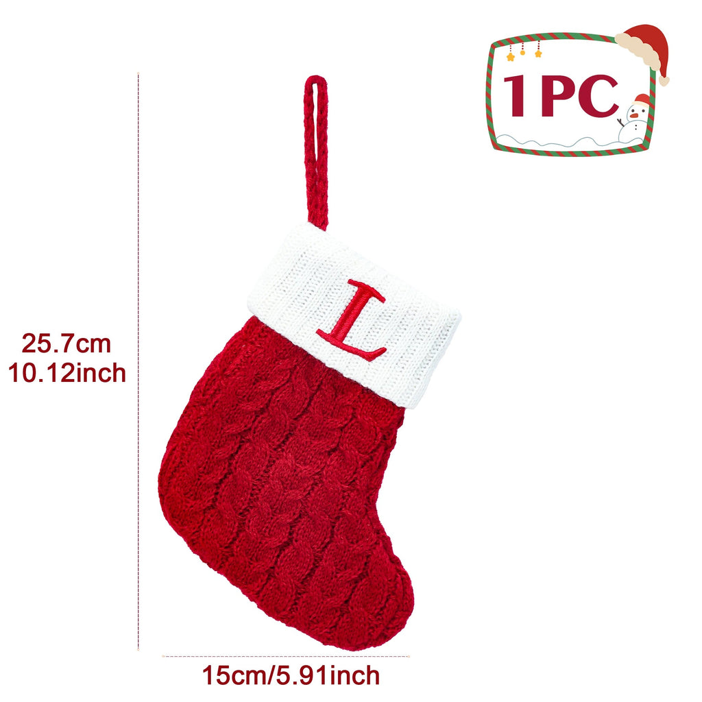 Chaussettes de Noël Tricotées – Bas avec Flocons de Neige et Lettres, Décoration de Noël 2025 pour la Maison, Ornement pour Sapin - Minimaloria