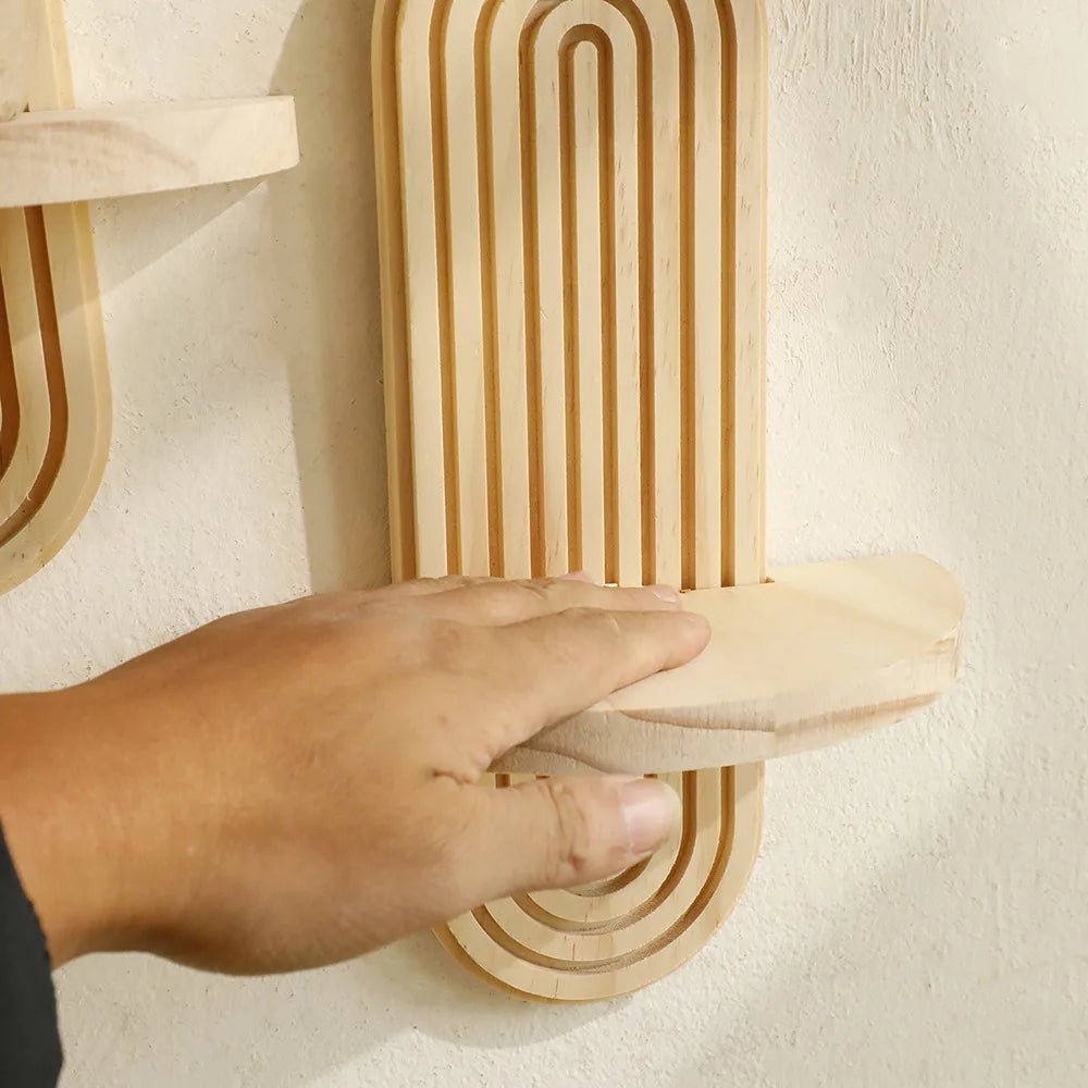 Étagère Murale en Bois – 1 Pièce, Style Bohème, Support Décoratif Moderne pour Salon ou Salle de Bain, Présentoir et Décoration Murale - Minimaloria