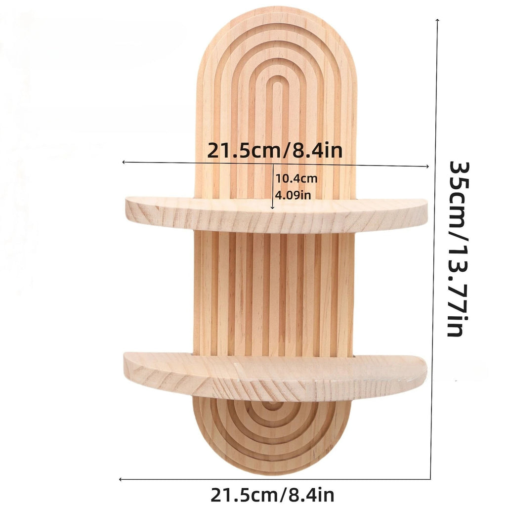 Étagère Murale en Bois – 1 Pièce, Style Bohème, Support Décoratif Moderne pour Salon ou Salle de Bain, Présentoir et Décoration Murale - Minimaloria