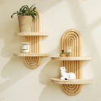Étagère Murale en Bois – 1 Pièce, Style Bohème, Support Décoratif Moderne pour Salon ou Salle de Bain, Présentoir et Décoration Murale - Minimaloria