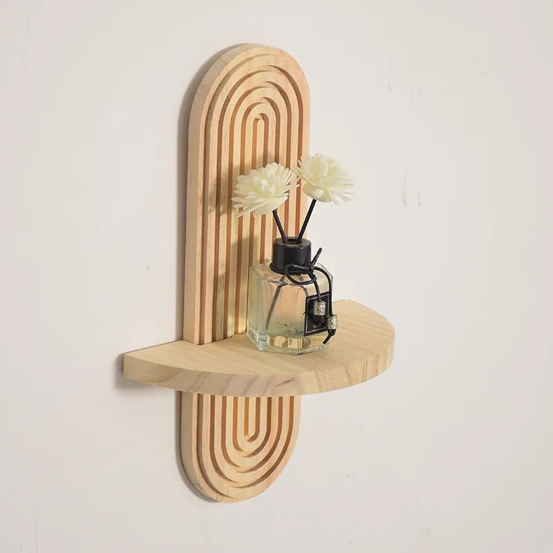 Étagère Murale en Bois – 1 Pièce, Style Bohème, Support Décoratif Moderne pour Salon ou Salle de Bain, Présentoir et Décoration Murale - Minimaloria