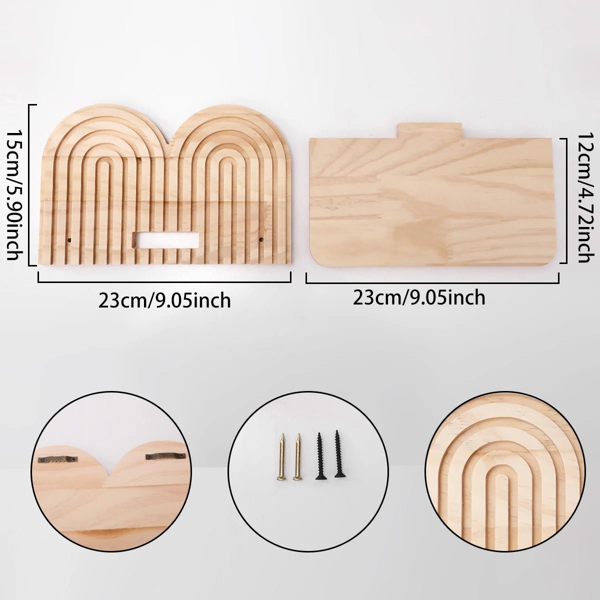 Étagères Murales Archées en Bois Bohème – Design Arc - en - Ciel en Bois Naturel, Étagères Flottantes Rustiques, Racks de Rangement Décoratif pour la Décoration Murale de la Maison - Minimaloria