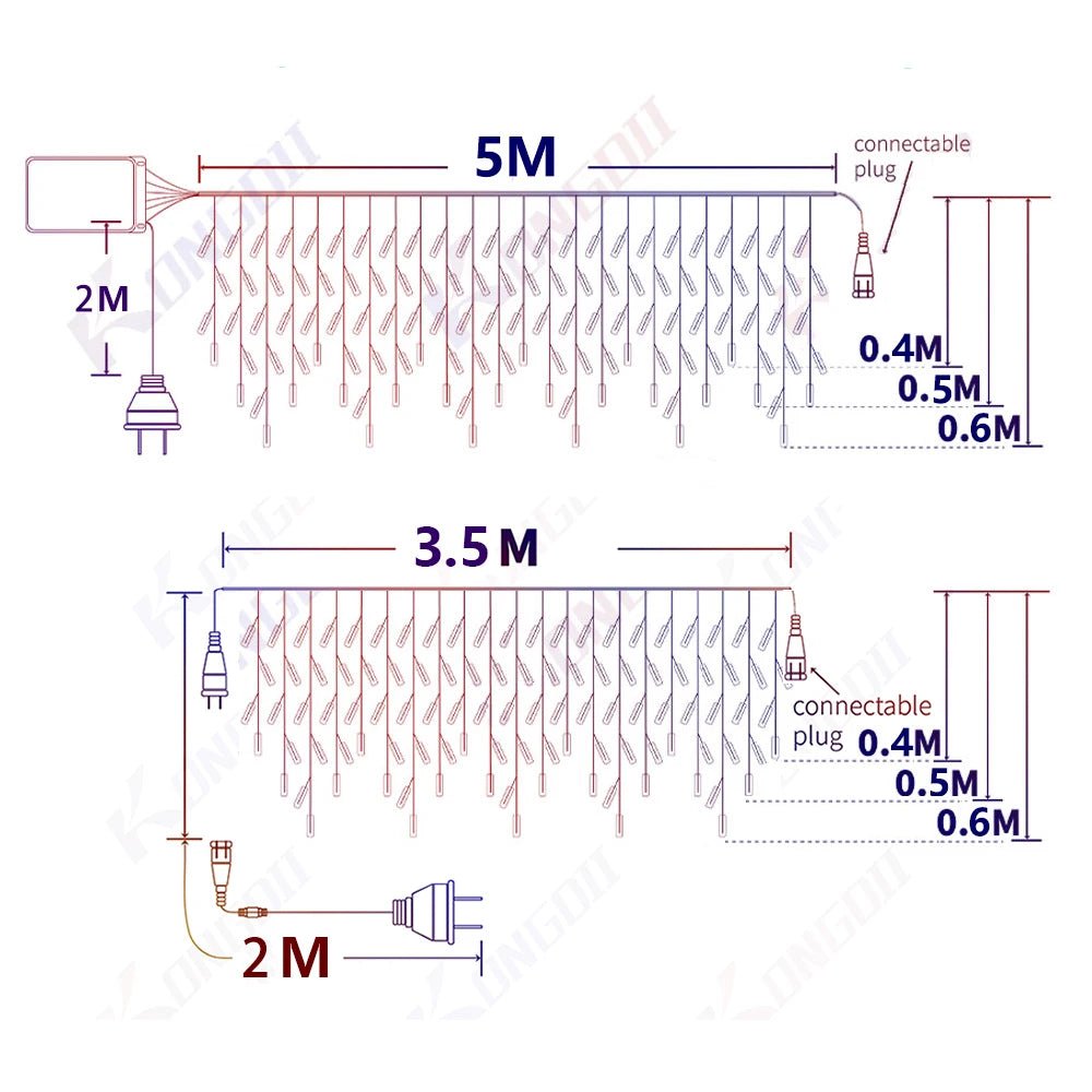 Guirlande LED Rideau 3,5‑40 m – Lumières de Noël, Mariage, Anniversaire, Décoration Extérieure - Minimaloria