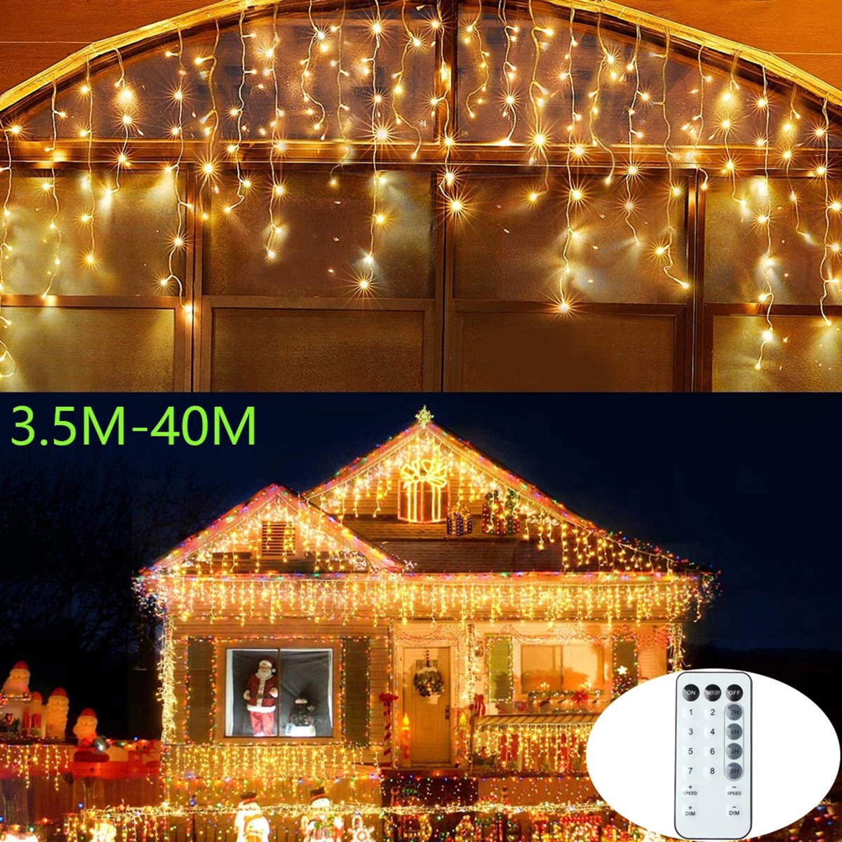 Guirlande LED Rideau 3,5‑40 m – Lumières de Noël, Mariage, Anniversaire, Décoration Extérieure - Minimaloria