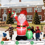 Père Noël Gonflable 2,4 m avec LED RGB – Décoration de Jardin Extérieure – Avec Sac et Canne – Pompe Intégrée - Minimaloria