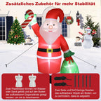 Père Noël Gonflable 2,4 m avec LED RGB – Décoration de Jardin Extérieure – Avec Sac et Canne – Pompe Intégrée - Minimaloria