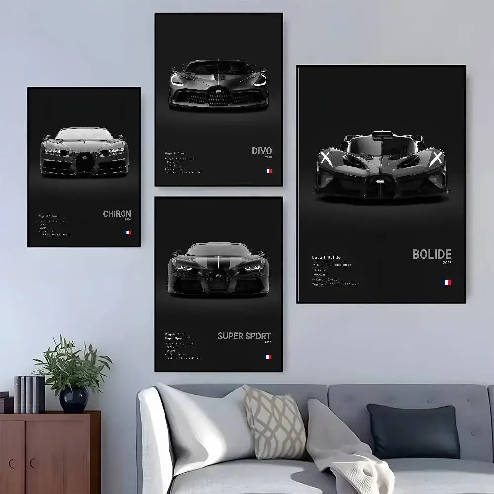 Poster Supercar B - Bugatti – Décoration HD Étanche pour Salon, Bar et Intérieur - Minimaloria