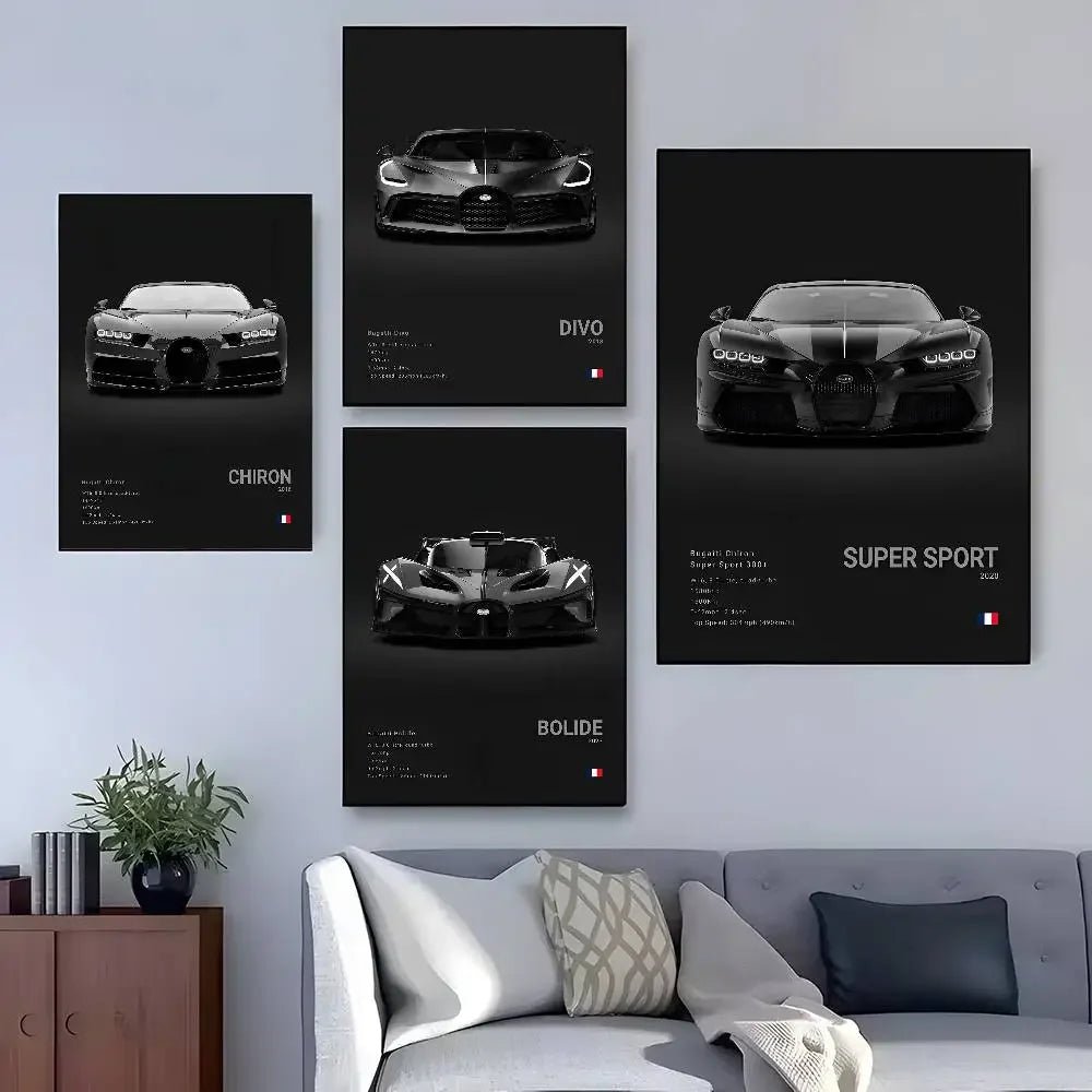Poster Supercar B - Bugatti – Décoration HD Étanche pour Salon, Bar et Intérieur - Minimaloria