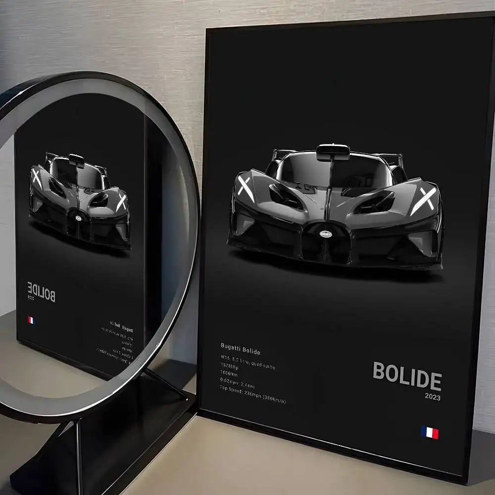 Poster Supercar B - Bugatti – Décoration HD Étanche pour Salon, Bar et Intérieur - Minimaloria