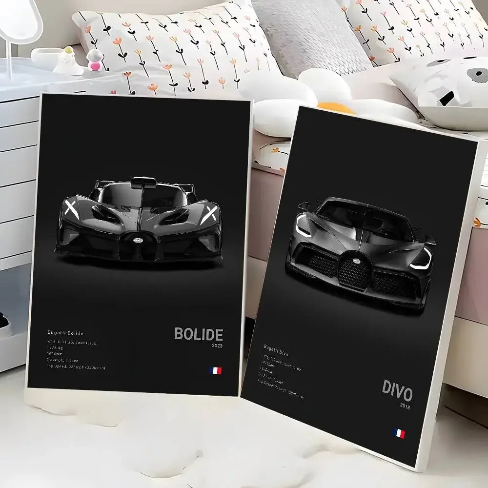 Poster Supercar B - Bugatti – Décoration HD Étanche pour Salon, Bar et Intérieur - Minimaloria