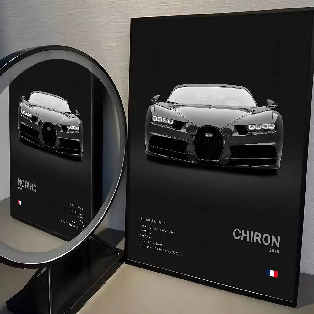 Poster Supercar B - Bugatti – Décoration HD Étanche pour Salon, Bar et Intérieur - Minimaloria