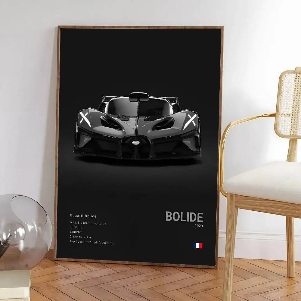 Poster Supercar B - Bugatti – Décoration HD Étanche pour Salon, Bar et Intérieur - Minimaloria
