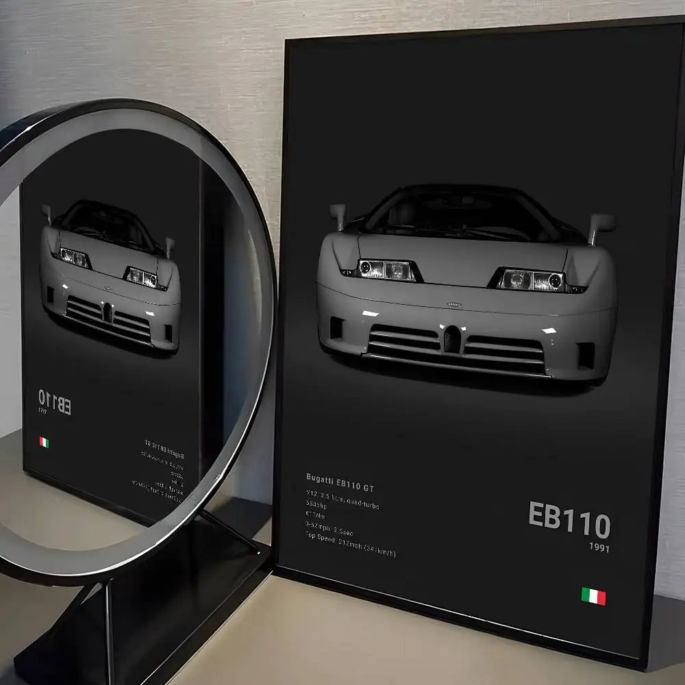 Poster Supercar B - Bugatti – Décoration HD Étanche pour Salon, Bar et Intérieur - Minimaloria