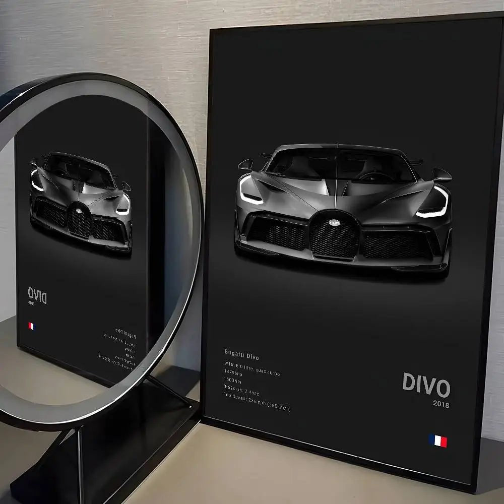 Poster Supercar B - Bugatti – Décoration HD Étanche pour Salon, Bar et Intérieur - Minimaloria