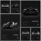Poster Supercar de Luxe P - Pagani Noir – Stickers Étanches pour Décoration Murale de Salon, Bar ou Chambre - Minimaloria