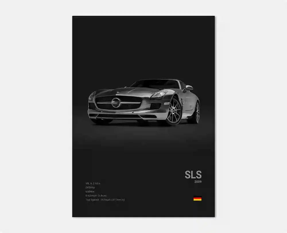 Poster Voiture de Luxe Allemande Noir et Blanc – G63, SL, GTR, Sedan – Décoration Murale Garage et Chambre - Minimaloria