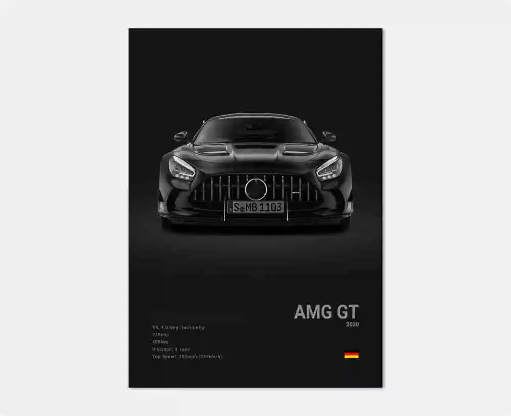 Poster Voiture de Luxe Allemande Noir et Blanc – G63, SL, GTR, Sedan – Décoration Murale Garage et Chambre - Minimaloria