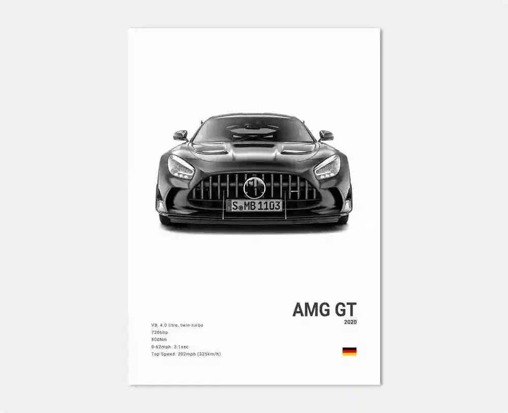 Poster Voiture de Luxe Allemande Noir et Blanc – G63, SL, GTR, Sedan – Décoration Murale Garage et Chambre - Minimaloria