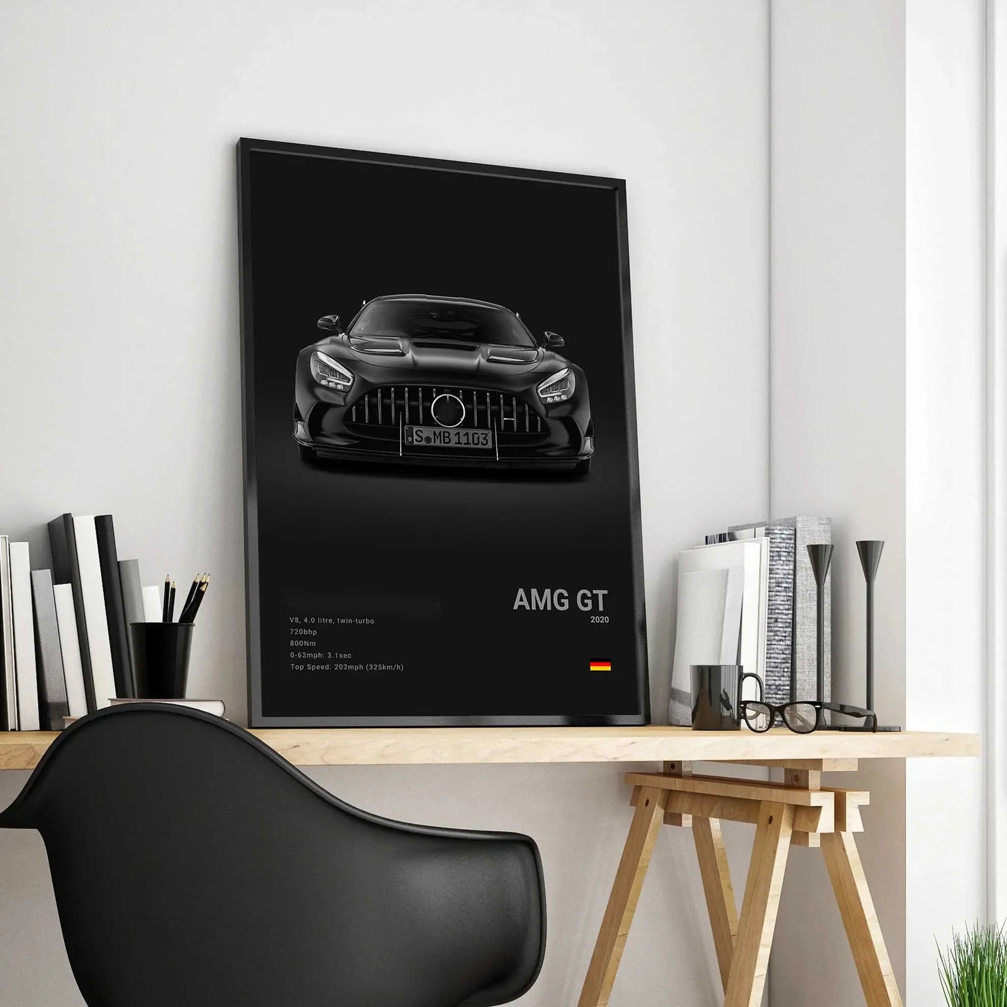Poster Voiture de Luxe Allemande Noir et Blanc – G63, SL, GTR, Sedan – Décoration Murale Garage et Chambre - Minimaloria
