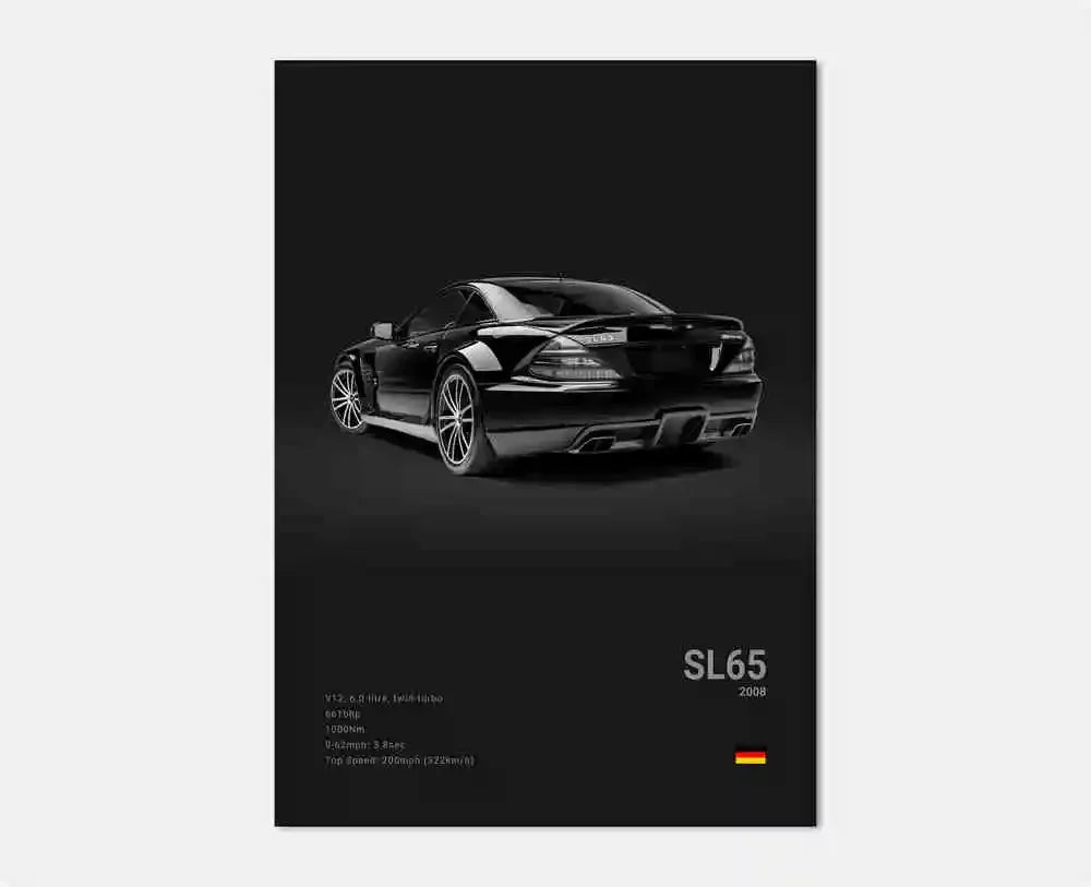 Poster Voiture de Luxe Allemande Noir et Blanc – G63, SL, GTR, Sedan – Décoration Murale Garage et Chambre - Minimaloria
