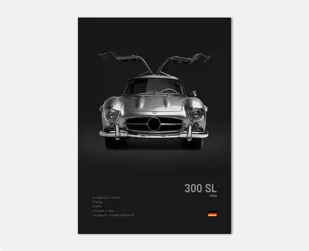 Poster Voiture de Luxe Allemande Noir et Blanc – G63, SL, GTR, Sedan – Décoration Murale Garage et Chambre - Minimaloria