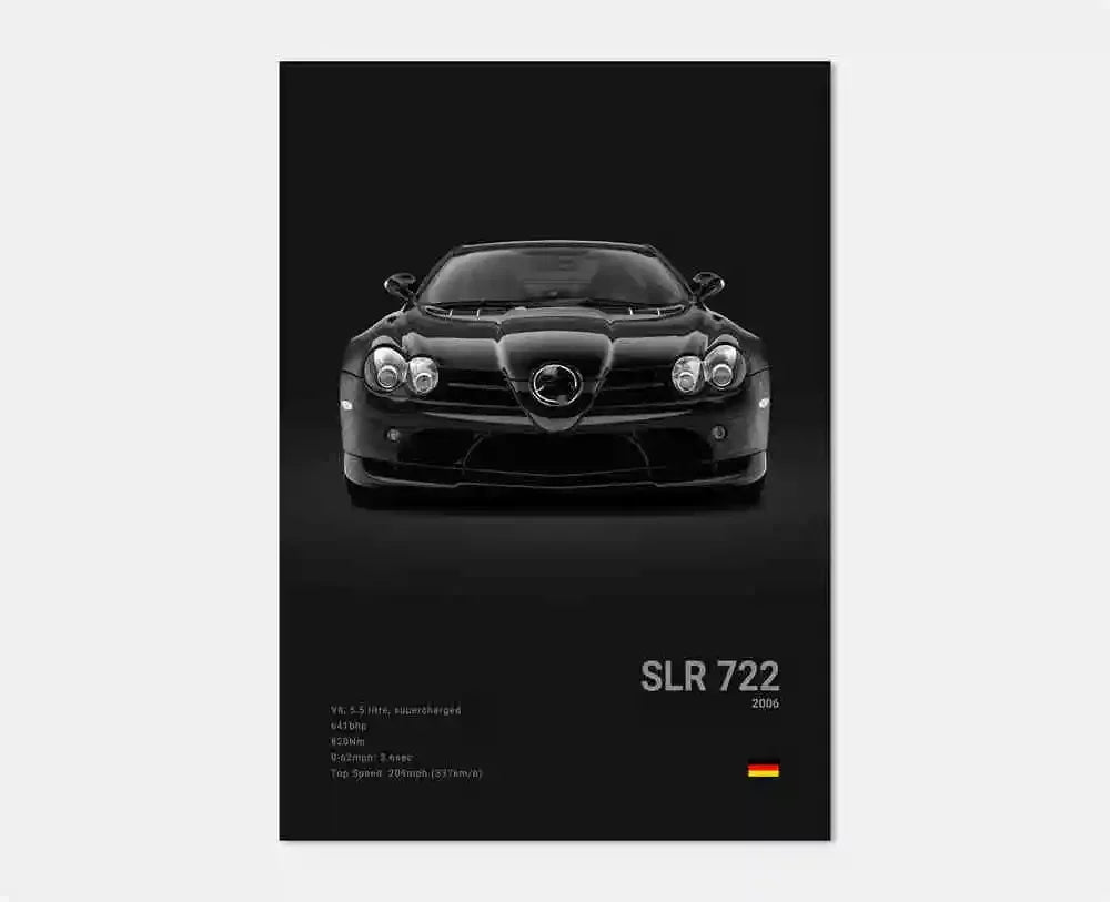 Poster Voiture de Luxe Allemande Noir et Blanc – G63, SL, GTR, Sedan – Décoration Murale Garage et Chambre - Minimaloria