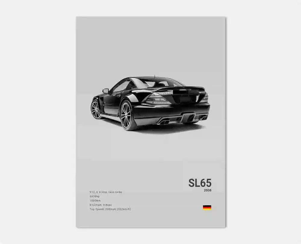 Poster Voiture de Luxe Allemande Noir et Blanc – G63, SL, GTR, Sedan – Décoration Murale Garage et Chambre - Minimaloria