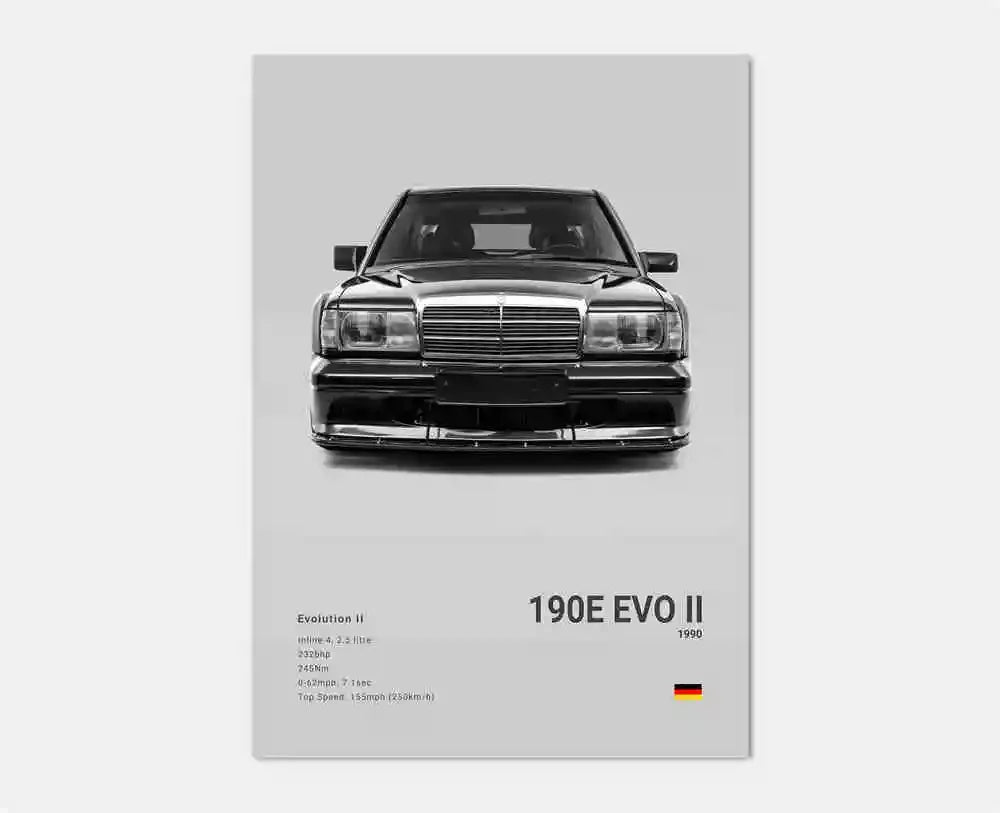 Poster Voiture de Luxe Allemande Noir et Blanc – G63, SL, GTR, Sedan – Décoration Murale Garage et Chambre - Minimaloria