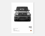Poster Voiture de Luxe Allemande Noir et Blanc – G63, SL, GTR, Sedan – Décoration Murale Garage et Chambre - Minimaloria