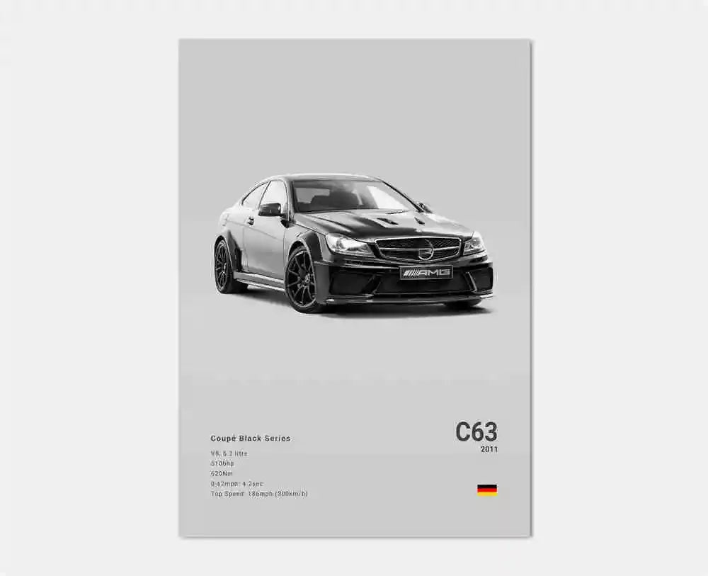 Poster Voiture de Luxe Allemande Noir et Blanc – G63, SL, GTR, Sedan – Décoration Murale Garage et Chambre - Minimaloria
