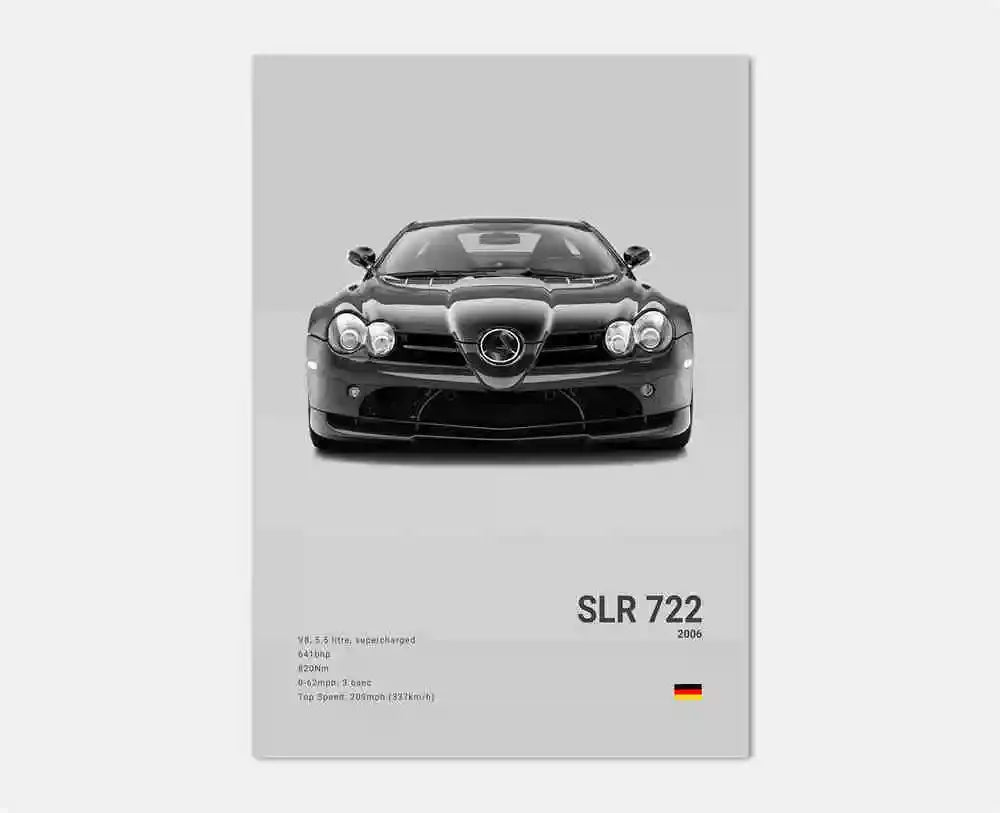 Poster Voiture de Luxe Allemande Noir et Blanc – G63, SL, GTR, Sedan – Décoration Murale Garage et Chambre - Minimaloria