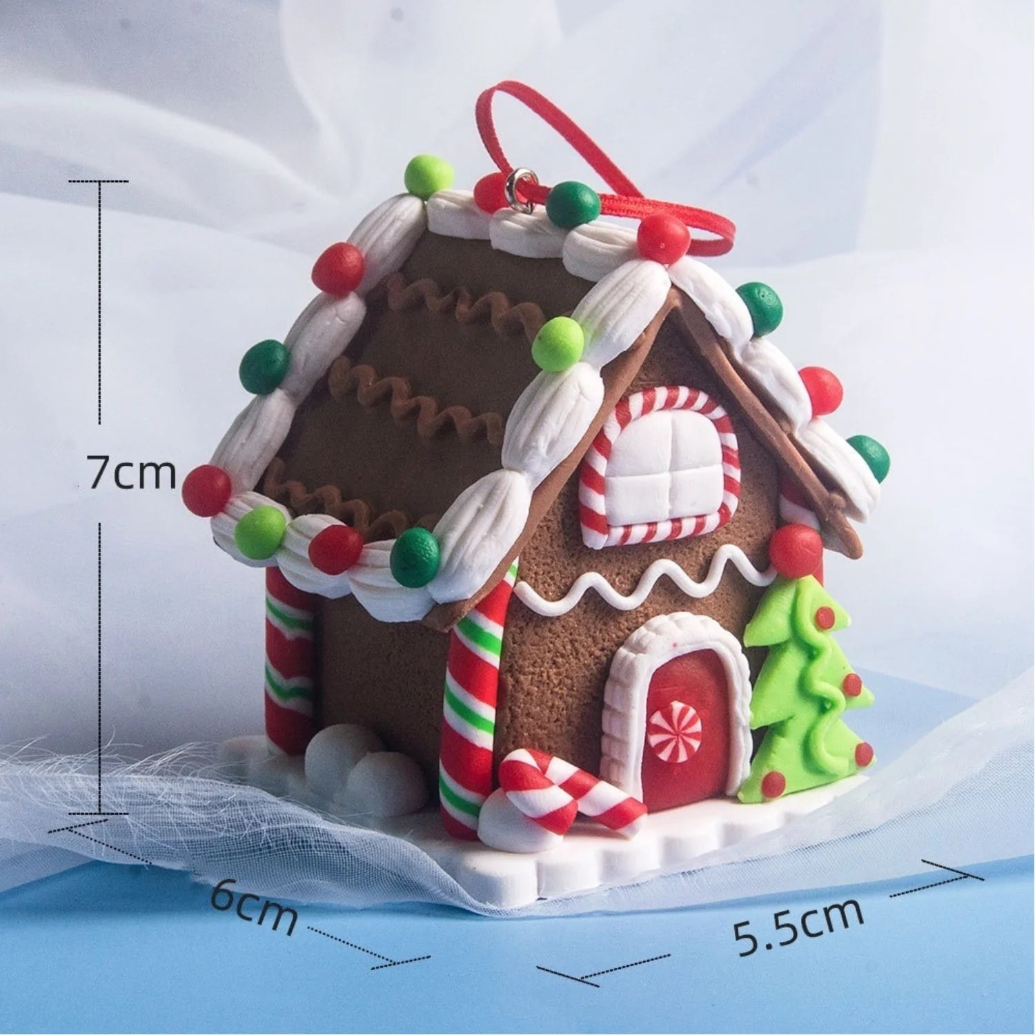 Set de 5 décorations de maison pour Noël – Ornements de sapin en pain d’épice avec cordon - Minimaloria